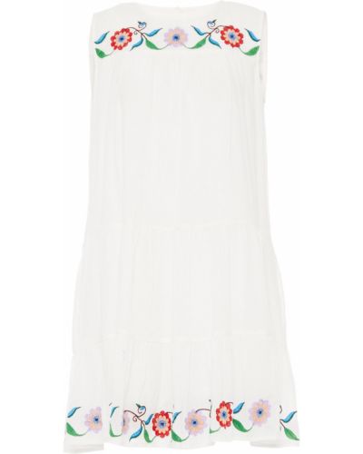Bílé mini šaty bavlněné s výšivkou Velvet By Graham & Spencer