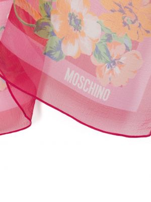 Echarpe en soie à fleurs à imprimé Moschino rose