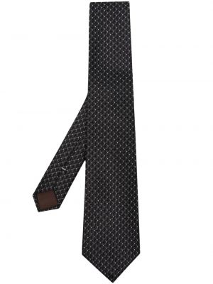 Raštuotas šilkinis kaklaraištis Canali juoda