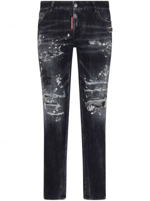 Slim fit skinny džíny s oděrkami Dsquared2 černé