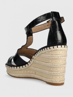 Sandály na klínovém podpatku Lauren Ralph Lauren černé