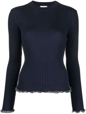 Вълнен пуловер с волани Alysi синьо