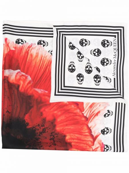 Bufanda de flores con estampado Alexander Mcqueen rojo