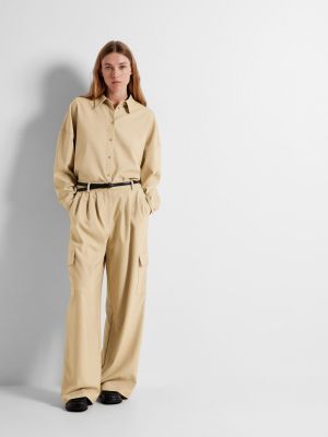 Pantalon cargo Selected Femme beige