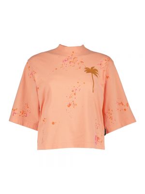 T-shirt con stampa a maniche a tre quarti con scollo tondo Palm Angels arancione