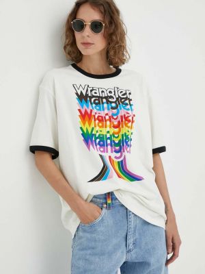 Bavlněné tričko Wrangler bílé