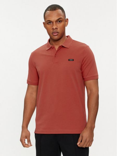 Тениска с копчета slim Calvin Klein червено