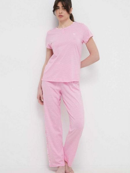 Pizsama Lauren Ralph Lauren rózsaszín