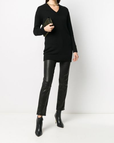 Jersey con escote v de tela jersey con estampado de cachemira Saint Laurent negro