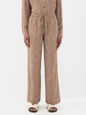 Шелковые брюки с принтом Matteau коричневые