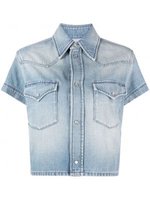 Chemise en jean avec manches courtes Saint Laurent bleu