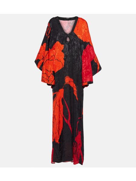 Жаккард длинное платье в цветочек с принтом Johanna Ortiz черное