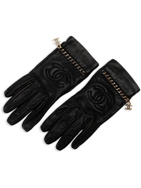 Kožené rukavice Chanel Pre-owned čierna