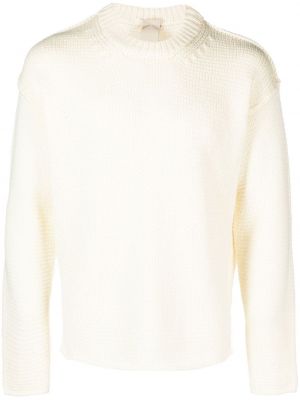 Плетен пуловер с кръгло деколте Ten C бяло