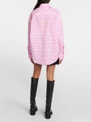Camicia di cotone con stampa Ami Paris rosa
