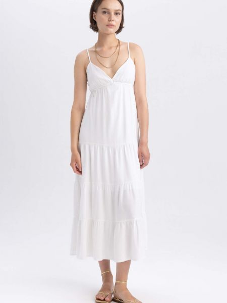 Лляна сукня міні з v-подібним вирізом з коротким рукавом Defacto