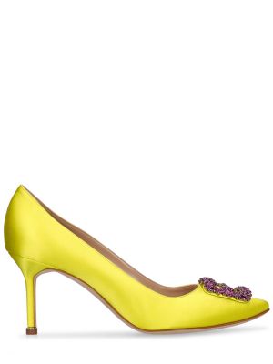 Сатенени полуотворени обувки Manolo Blahnik жълто