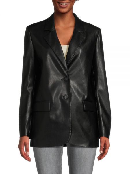 Черный кожаный пиджак из искусственной кожи Pinko
