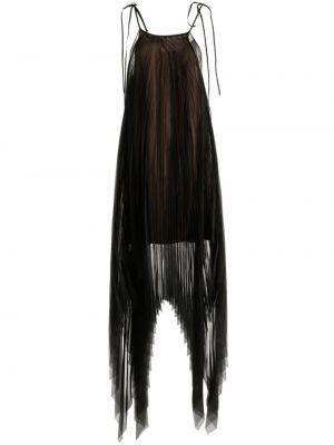 Плисирана асиметрична миди рокля Shanshan Ruan кафяво