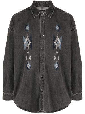 Siuvinėta džinsiniai marškiniai Five Cm pilka