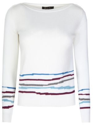 Кашемировый свитер с принтом Loro Piana белый