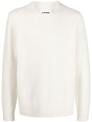Pleten pulover z vezenjem Jil Sander bela
