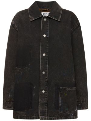 Oversized bombažna denim jakna Maison Margiela črna