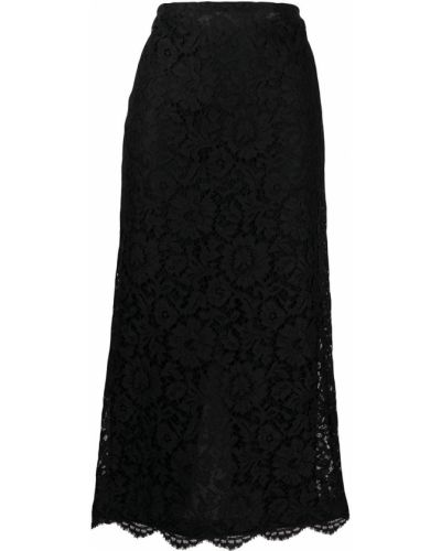 Falda midi de encaje Valentino negro