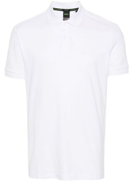 Памучна поло тениска с принт Boss бяло