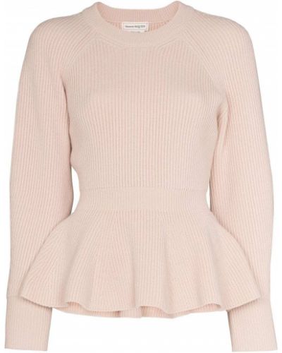 Peplum ull lang genser Alexander Mcqueen rosa