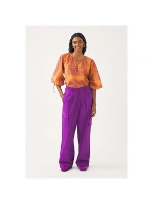 Spodnie cargo bawełniane Antik Batik fioletowe