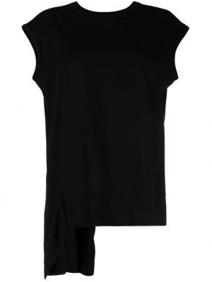Asimetriškas medvilninis marškinėliai Yohji Yamamoto juoda