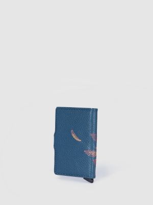 Кожаный кошелек с вышивкой Secrid синий