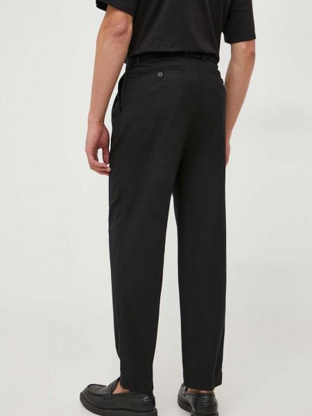 Jednobarevné vlněné kalhoty Michael Kors černé