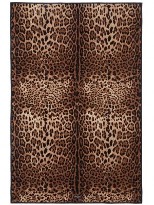 Peignoir en coton à imprimé à imprimé léopard Dolce & Gabbana marron