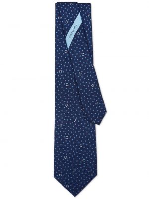 Raštuotas šilkinis kaklaraištis su žvaigždės raštu Ferragamo mėlyna