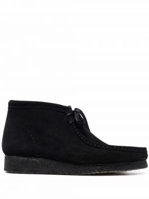 Botki sznurowane zamszowe koronkowe Clarks Originals czarne