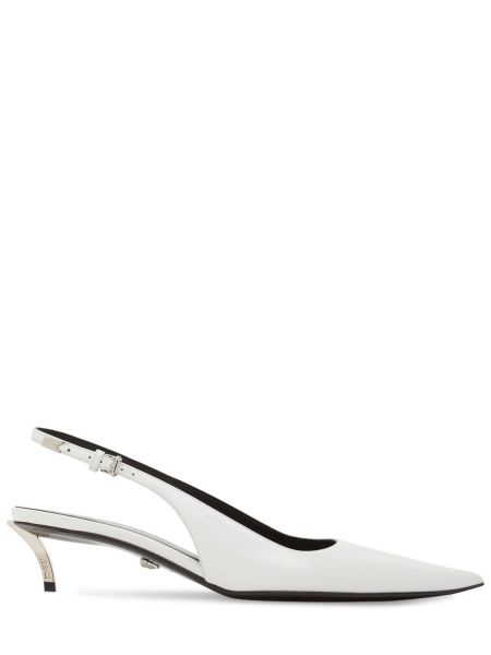Calzado de cuero con tacón Versace blanco