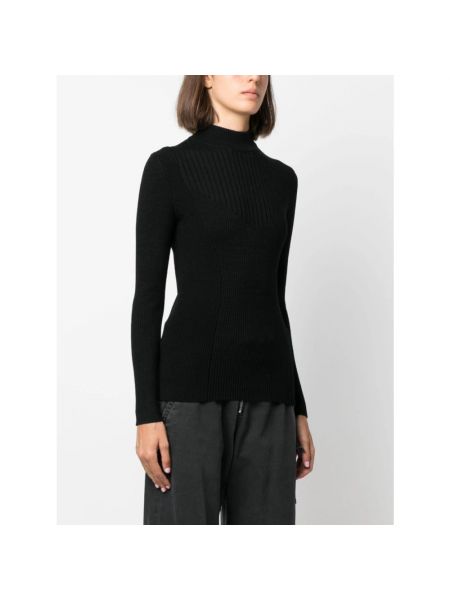 Jersey cuello alto de lana con cuello alto de tela jersey Isabel Marant negro