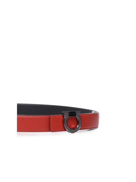Cinturón de cuero con hebilla Salvatore Ferragamo rojo