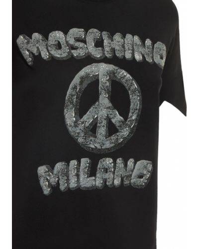 Tricou cu imagine din jerseu Moschino negru