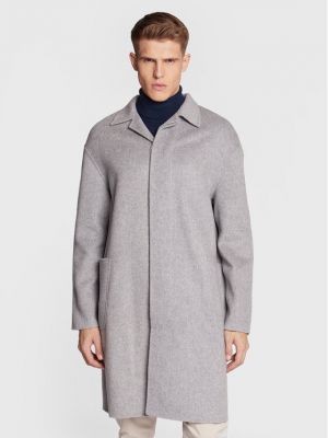 Μάλλινο παλτό Calvin Klein γκρι