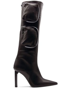Kožené čižmy nad kolená Gia Borghini čierna
