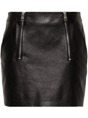 Kožená sukňa na zips Elisabetta Franchi čierna