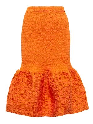 Falda midi de algodón Dries Van Noten naranja