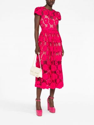 Krajkové květinové mini šaty Self-portrait růžové