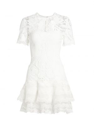 Кружевное платье мини с аппликацией Simkhai белое