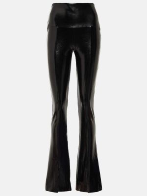 Δερμάτινο παντελόνι με ίσιο πόδι από λουστρίνι Norma Kamali μαύρο