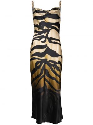 Midi obleka s potiskom s tigrastim vzorcem Camilla