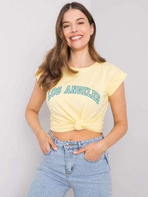 Marškinėliai su užrašais Fashionhunters geltona